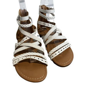 Girls White Gladiator Sandals Sparkle Flat Sandals Girls Size 1